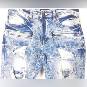 NWOT MAKOBI M1944 PIPA SHREDDED JEANS SIZE 34x32